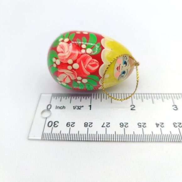 Vintage Easter Egg Wood Ornament Hand Painted Ukrainian Artist - Picture 8 of 9